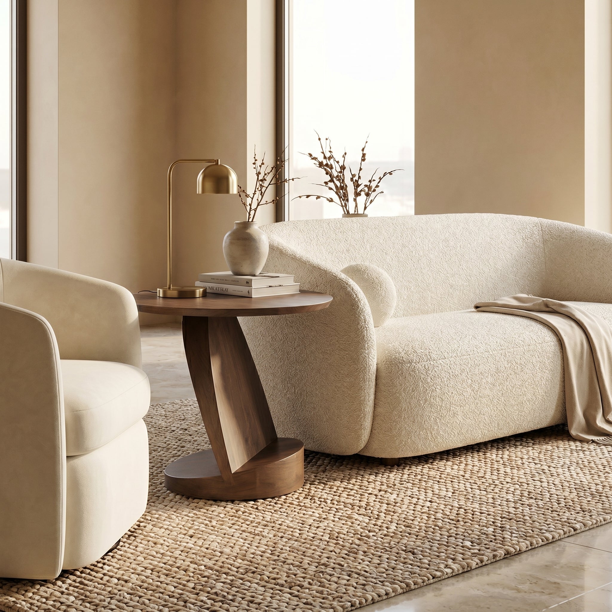 Sculptural Walnut Side Table