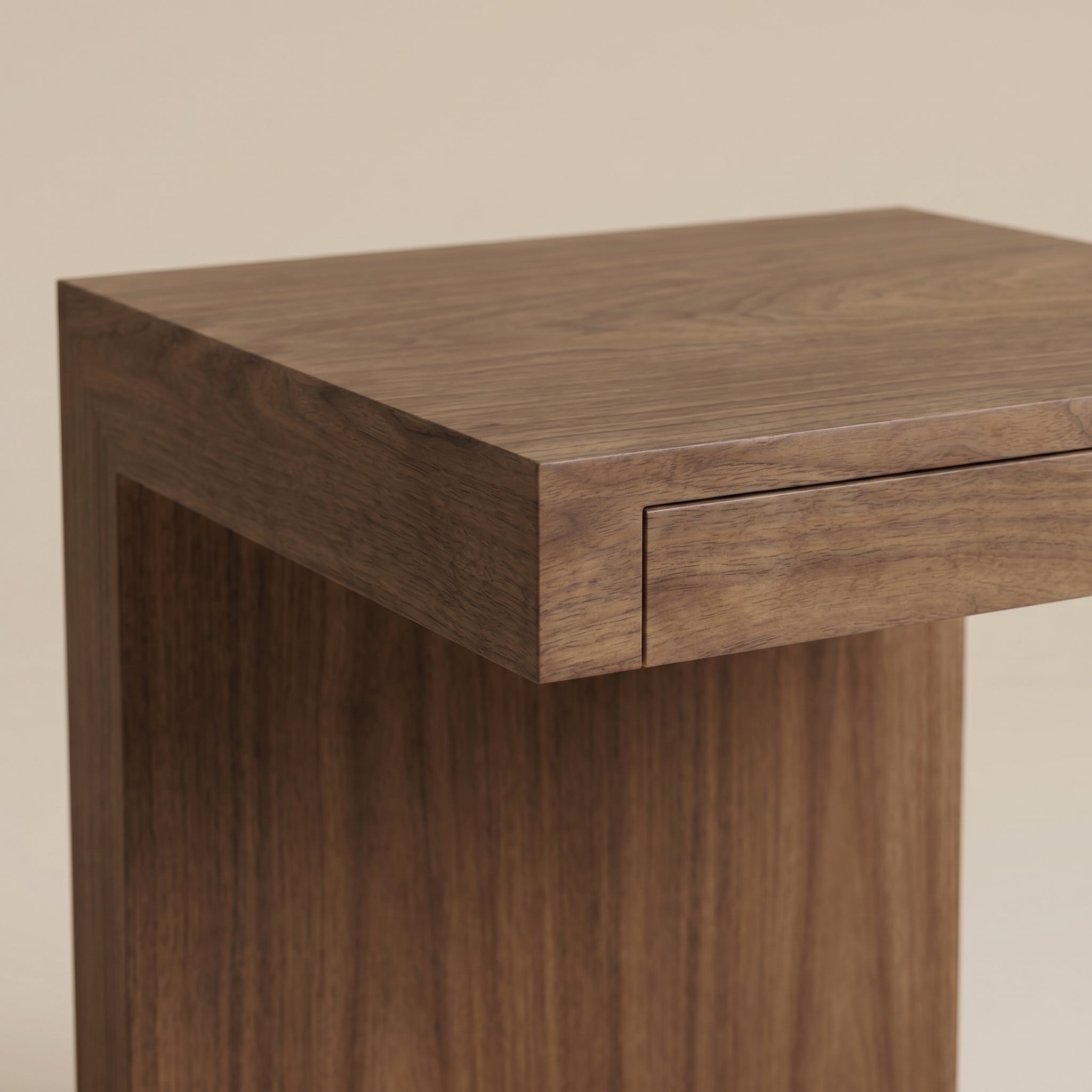Walnut C-Shape Side Table
