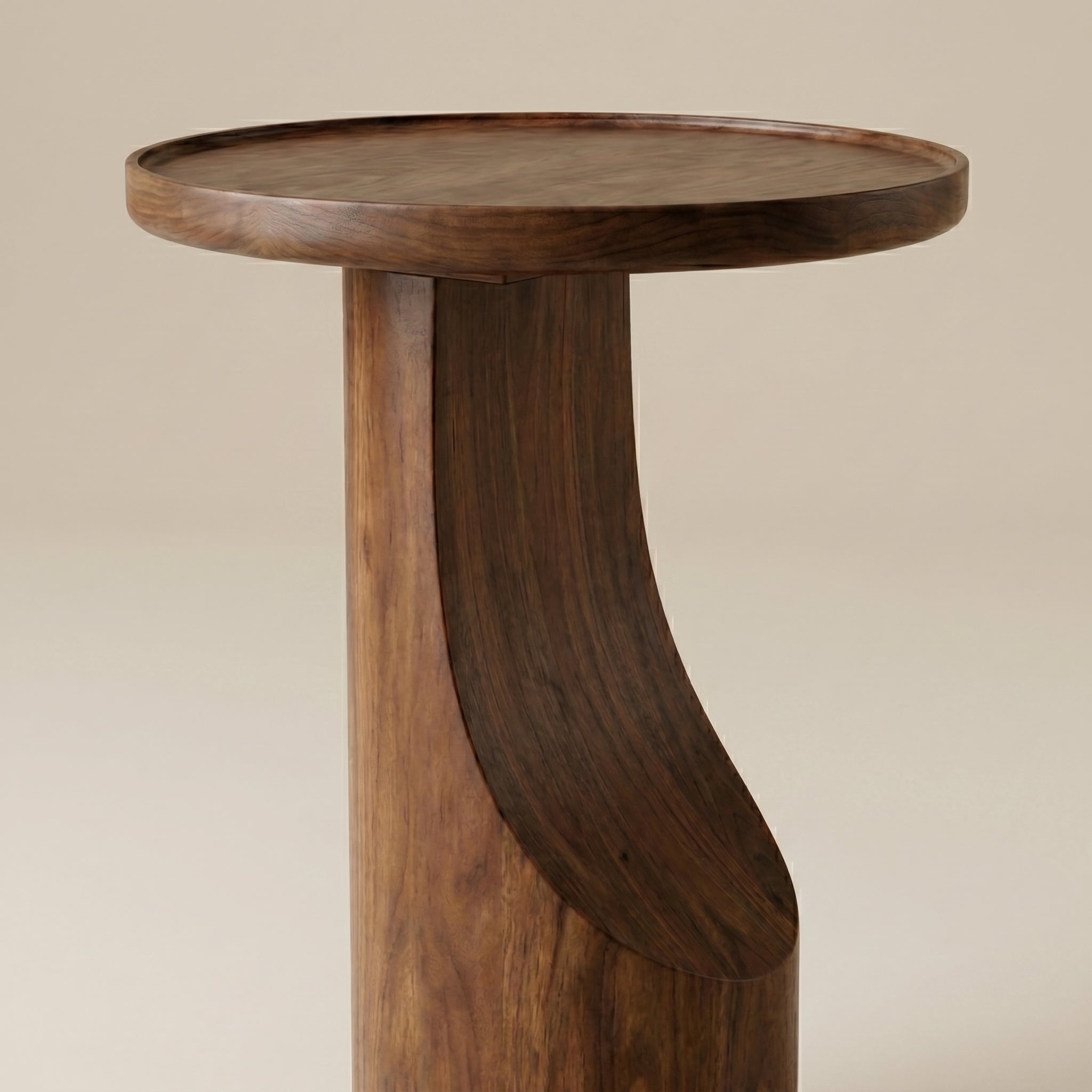 Sculptural Walnut Pedestal Side Table