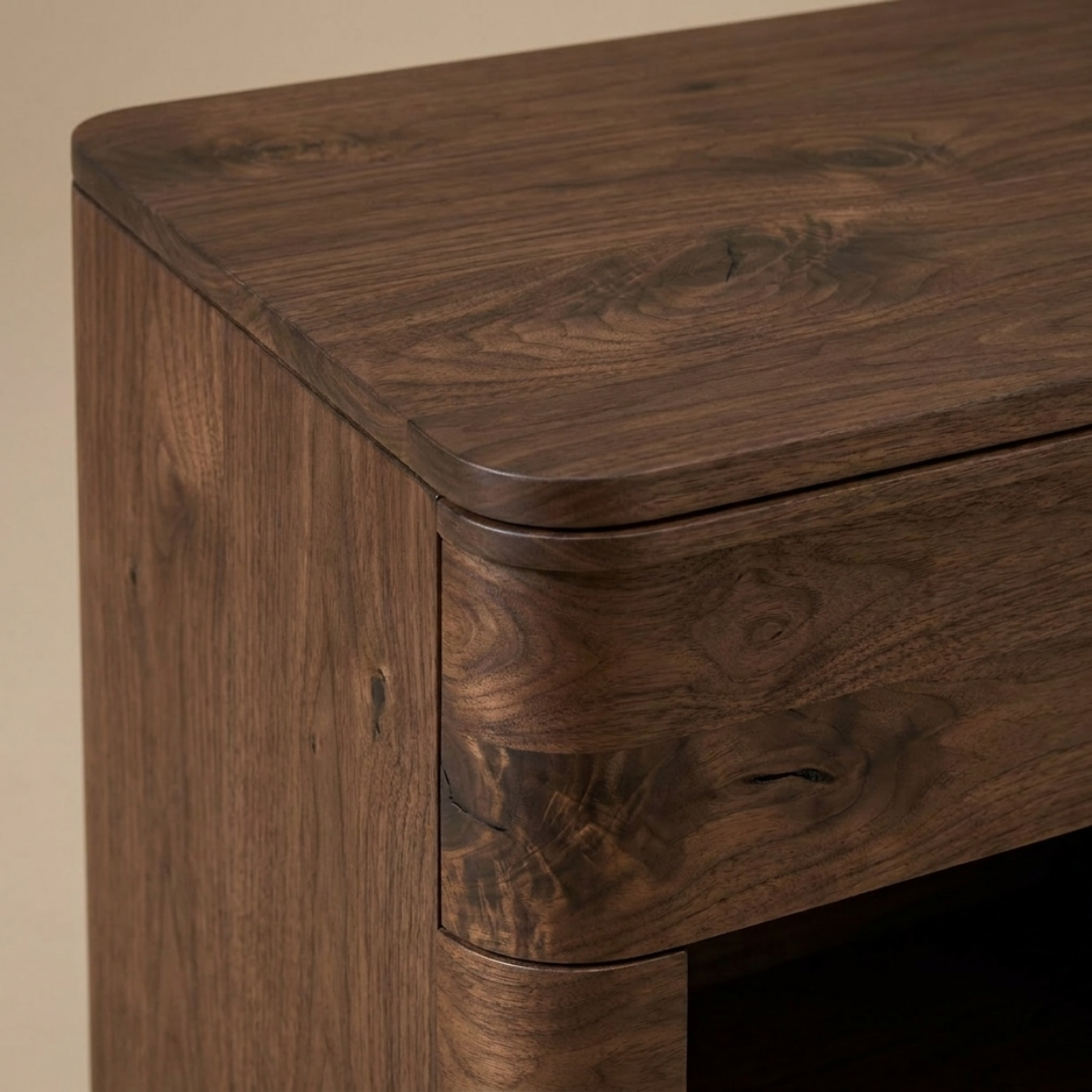 Soft Edge Wood Bedside Table