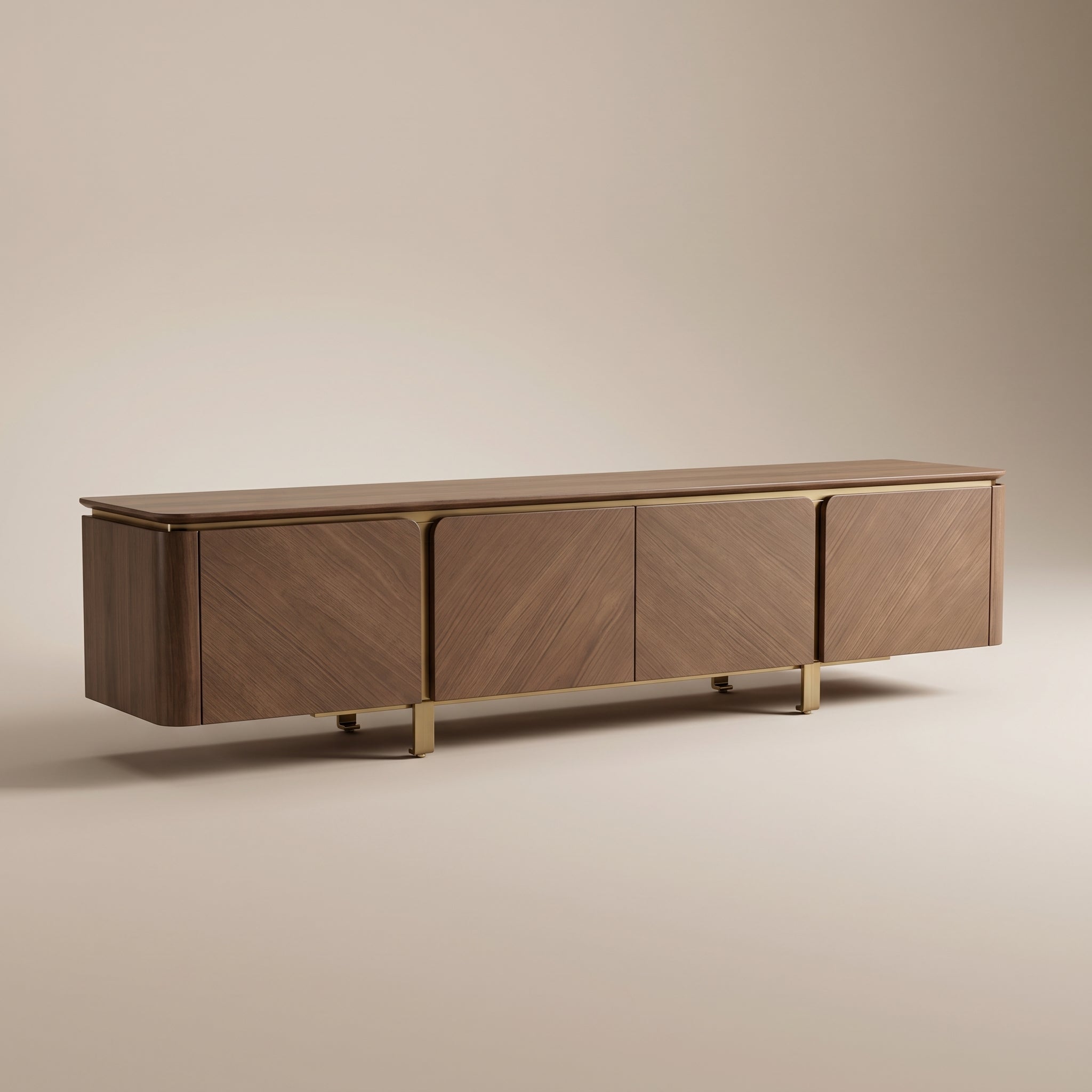 Walnut Brass Media Consol