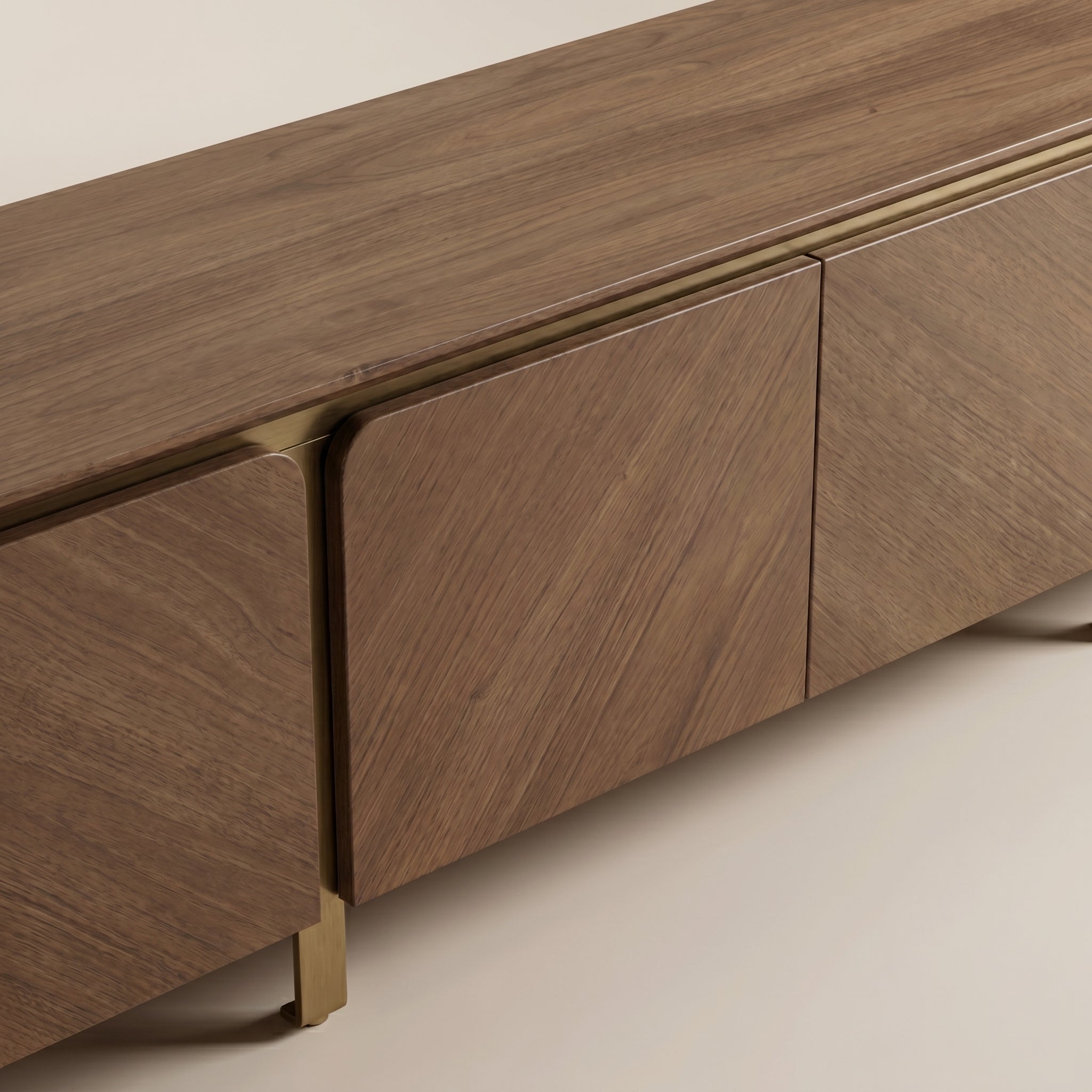 Walnut Brass Media Consol