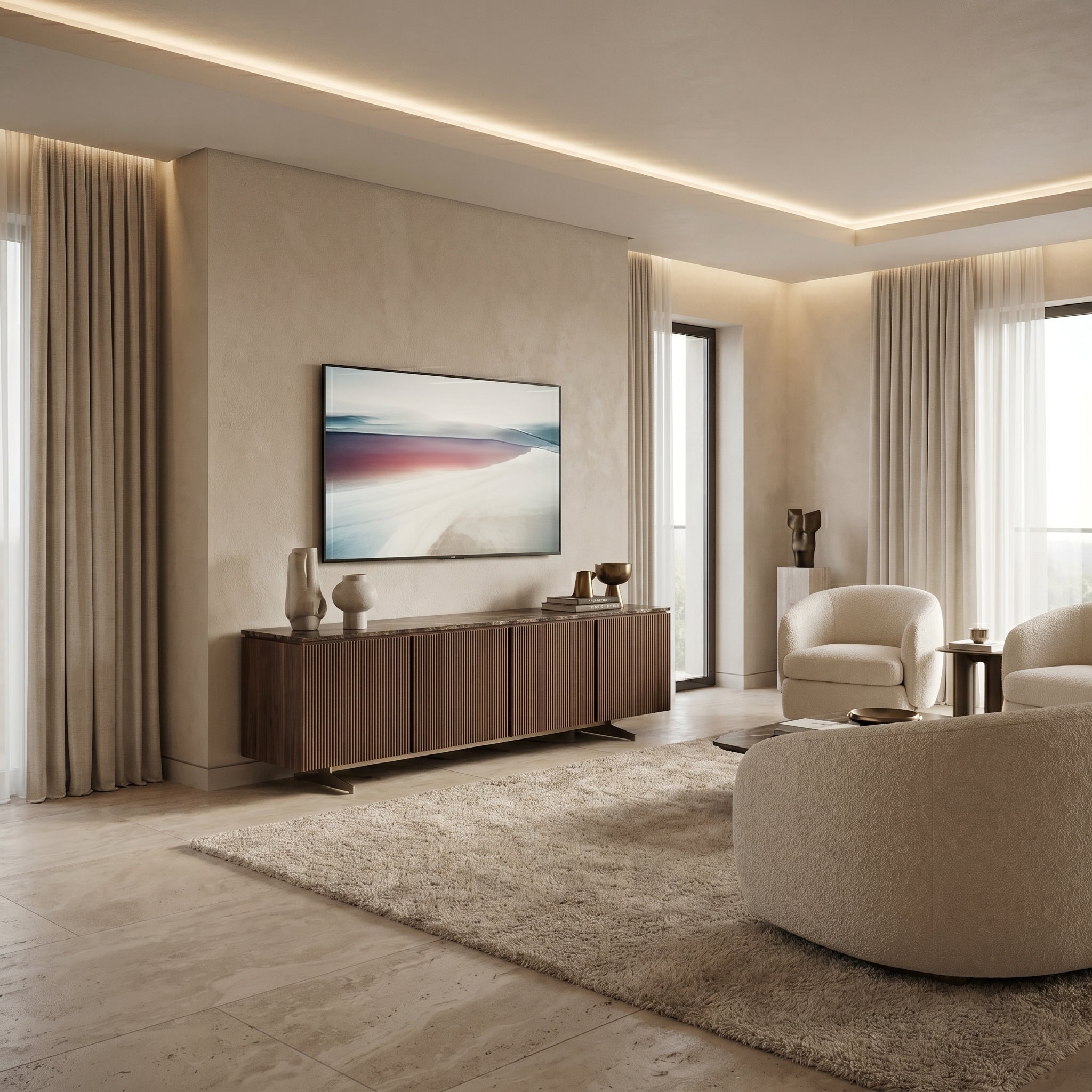 AUREN Dark Marble Media Console