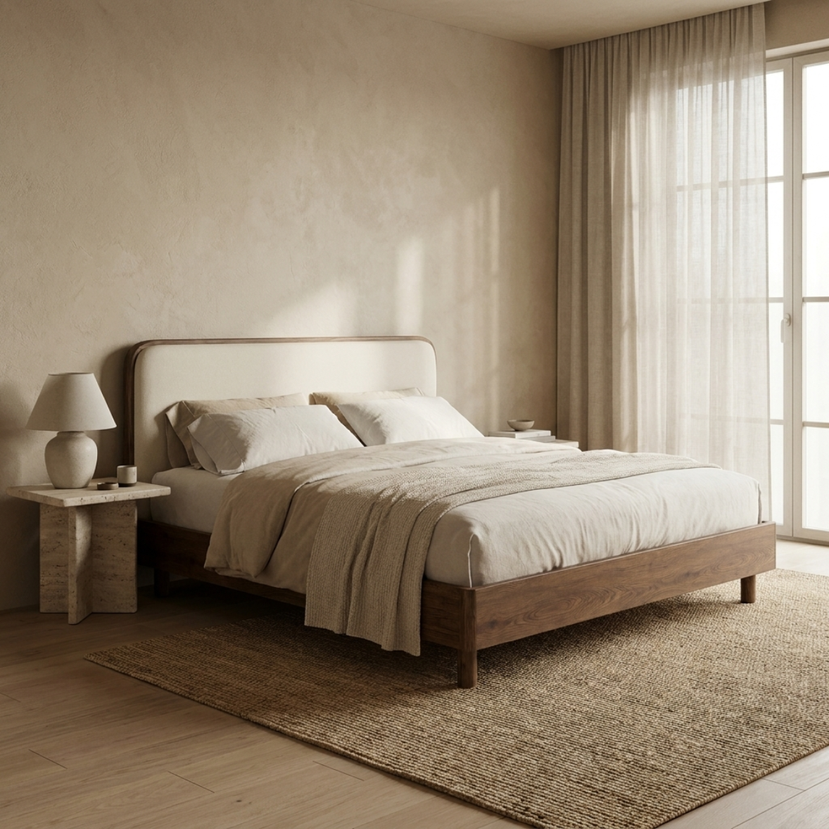 Soft Curve Upholstered Bed