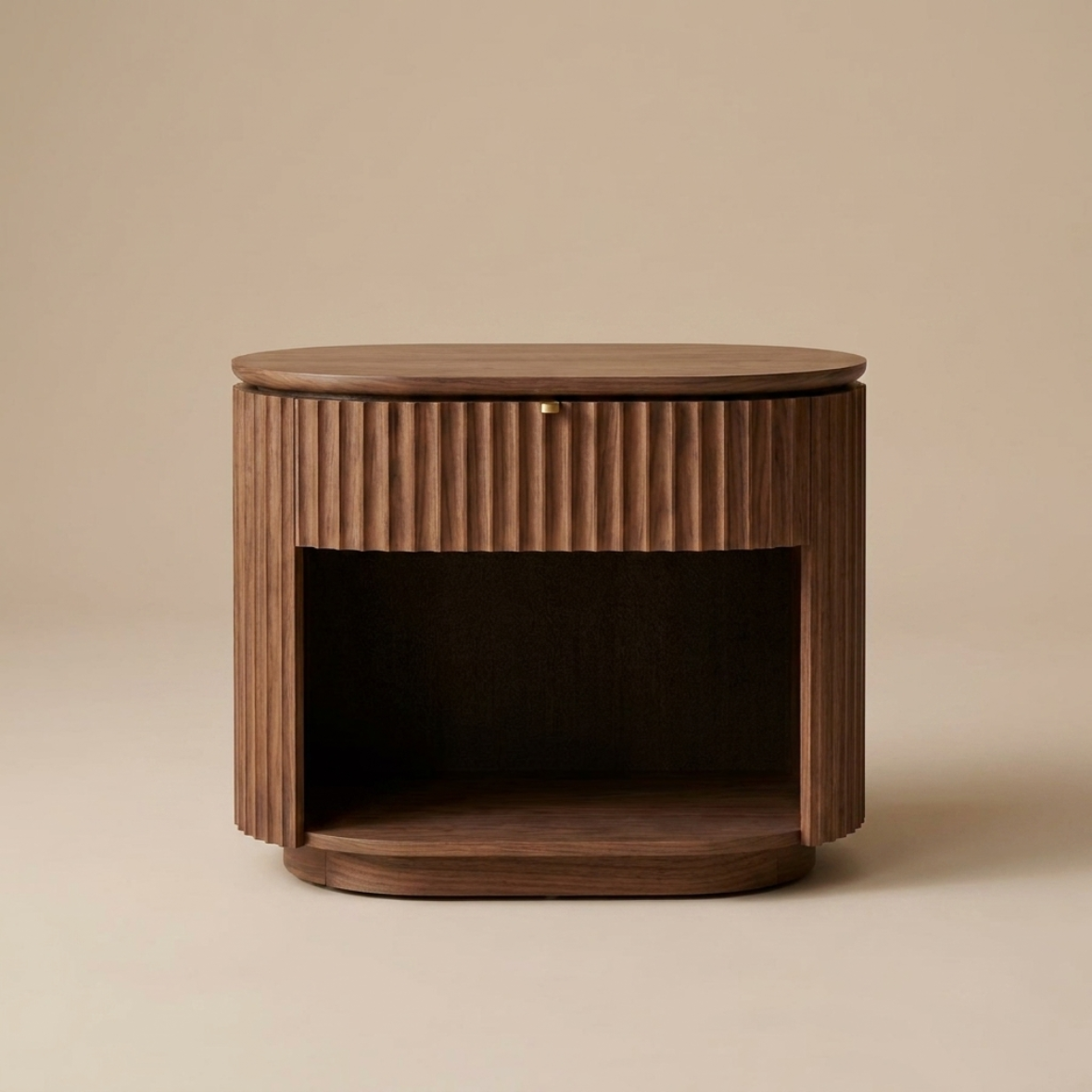 Fluted Wood Bedside Table