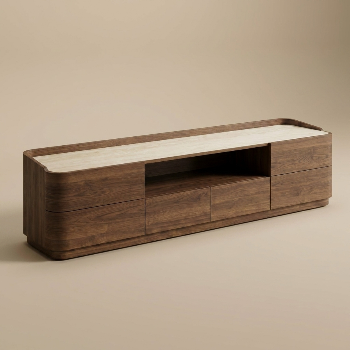 Oak Limestone Media Console